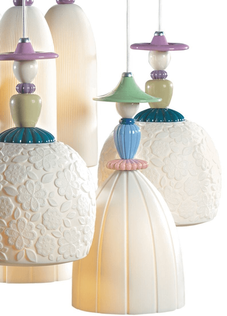Lladró - Madermoiselle Chandelier - 9 Lights featuring colorful porcelain designs and intricate details.