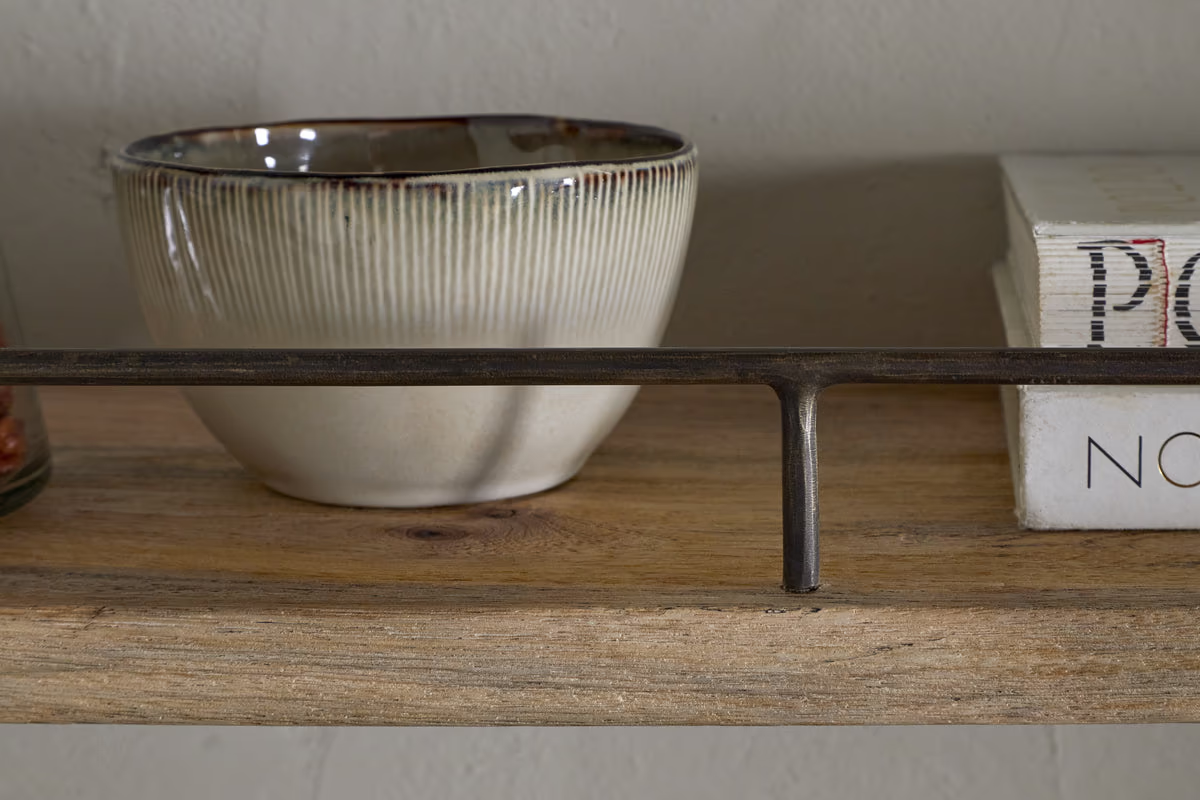 Nkuku - Meera Mango Wood & Iron Gallery Shelf - Natural - Large