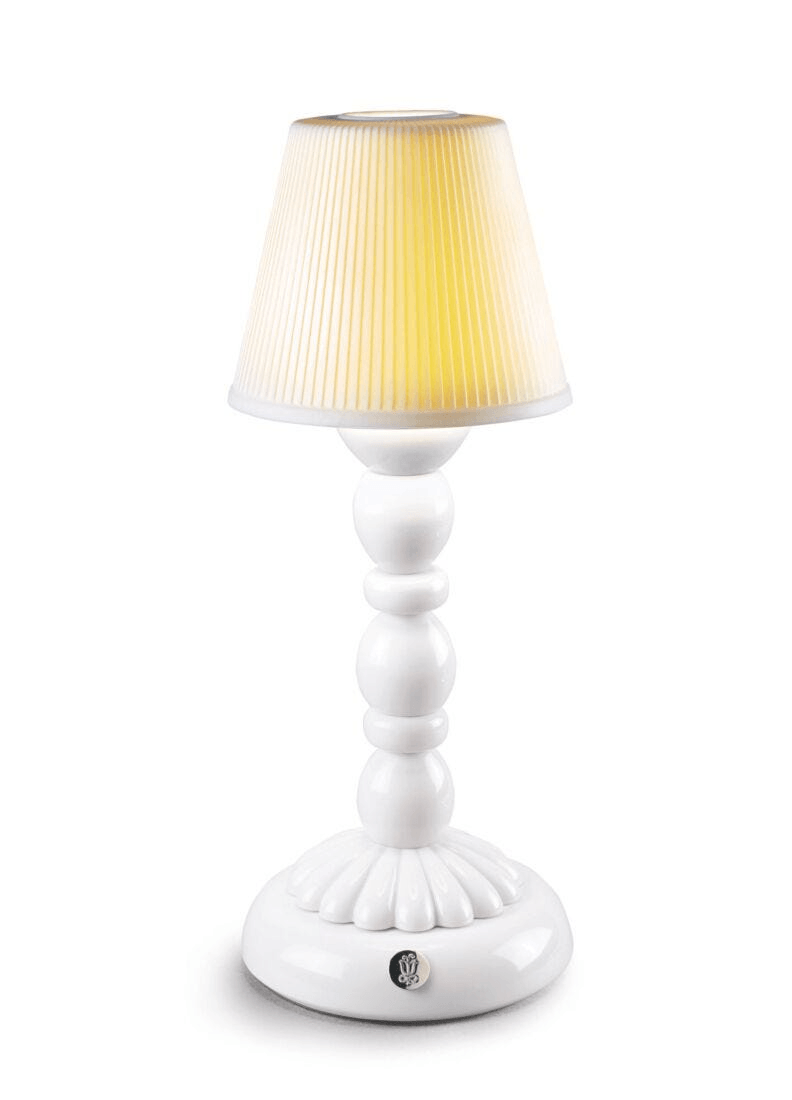 Lladró - Palm Firefly Table Lamp - White featuring elegant porcelain design and warm light shade.