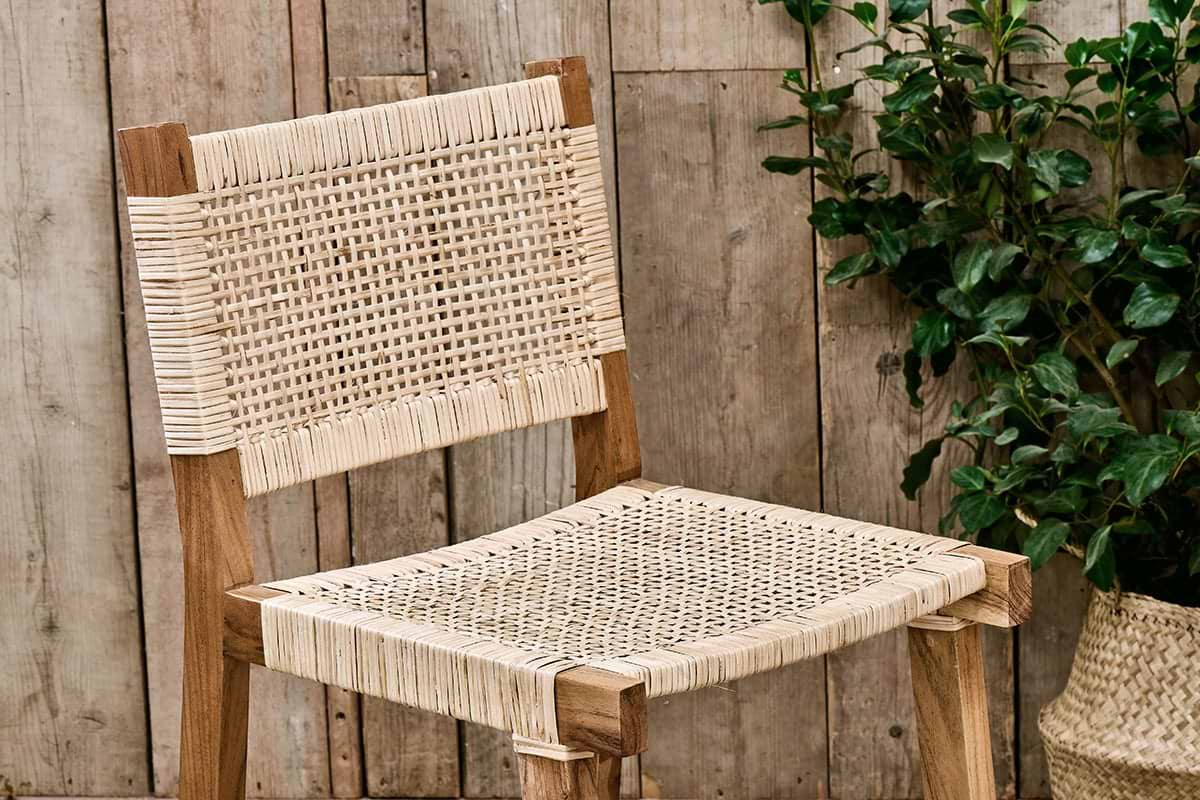 Nkuku - Madrisana Acacia & Rattan Bar Stool
