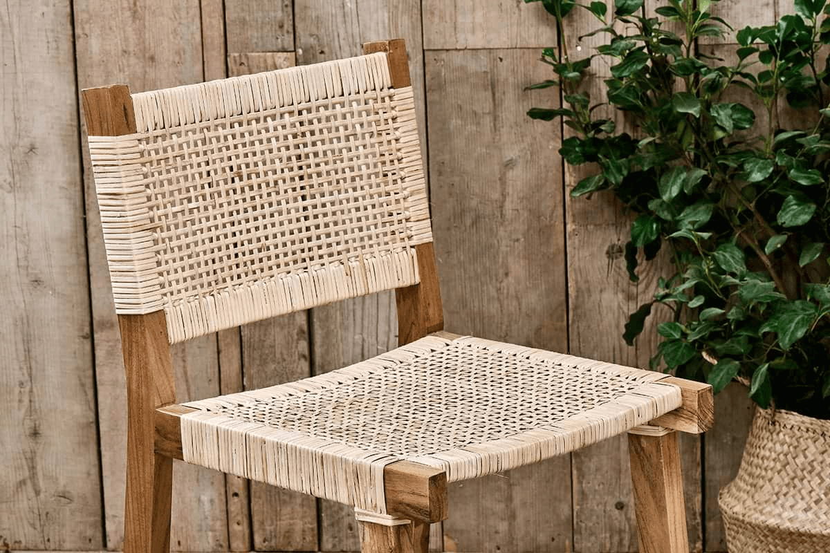 Nkuku - Madrisana Acacia & Rattan Bar Stool