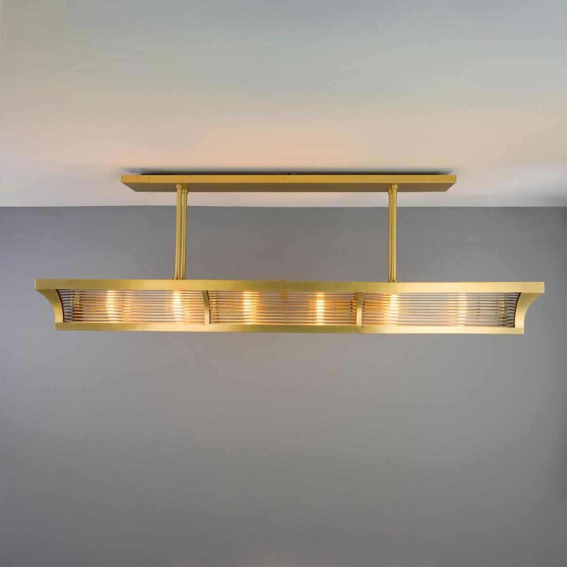 Mullan Lestrade Prismatic Linear Brass Island Chandelier 192cm IP20 - Satin Brass Finish