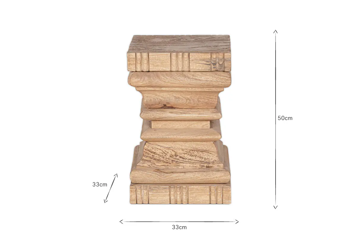 Nkuku - Disha Carved Mango Wood Side Table - Natural
