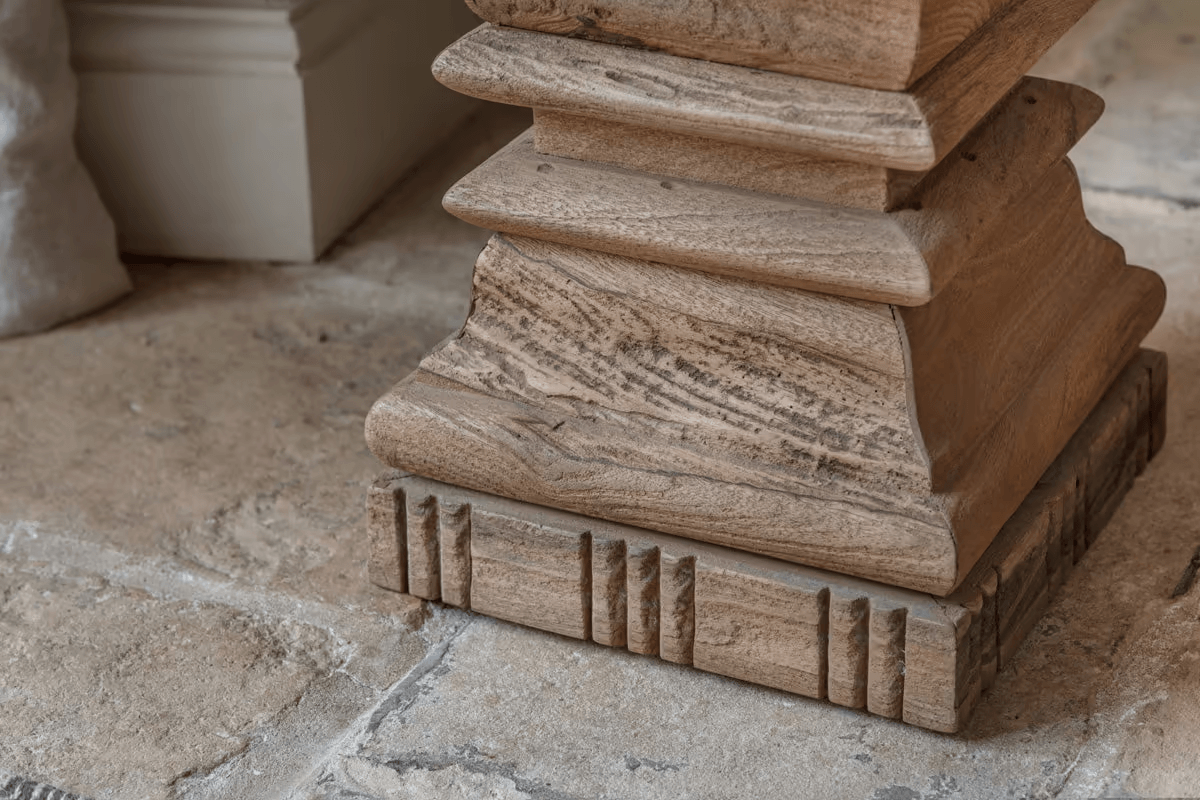 Nkuku - Disha Carved Mango Wood Side Table - Natural