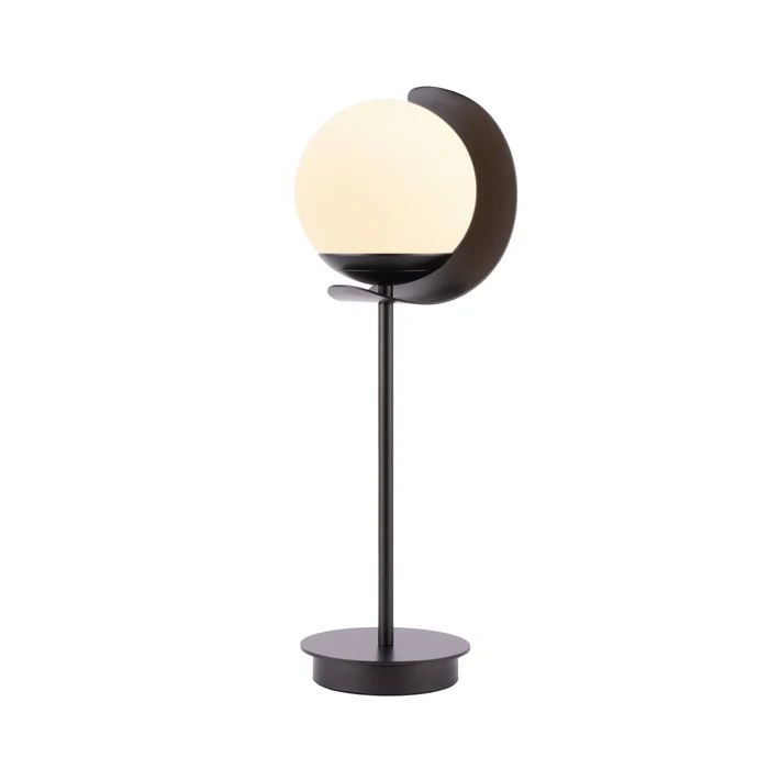 Northern Light - Callisto Opal Table Lamp - Matt Black Finish - Matt Opal Glass Globe 150mm Shade