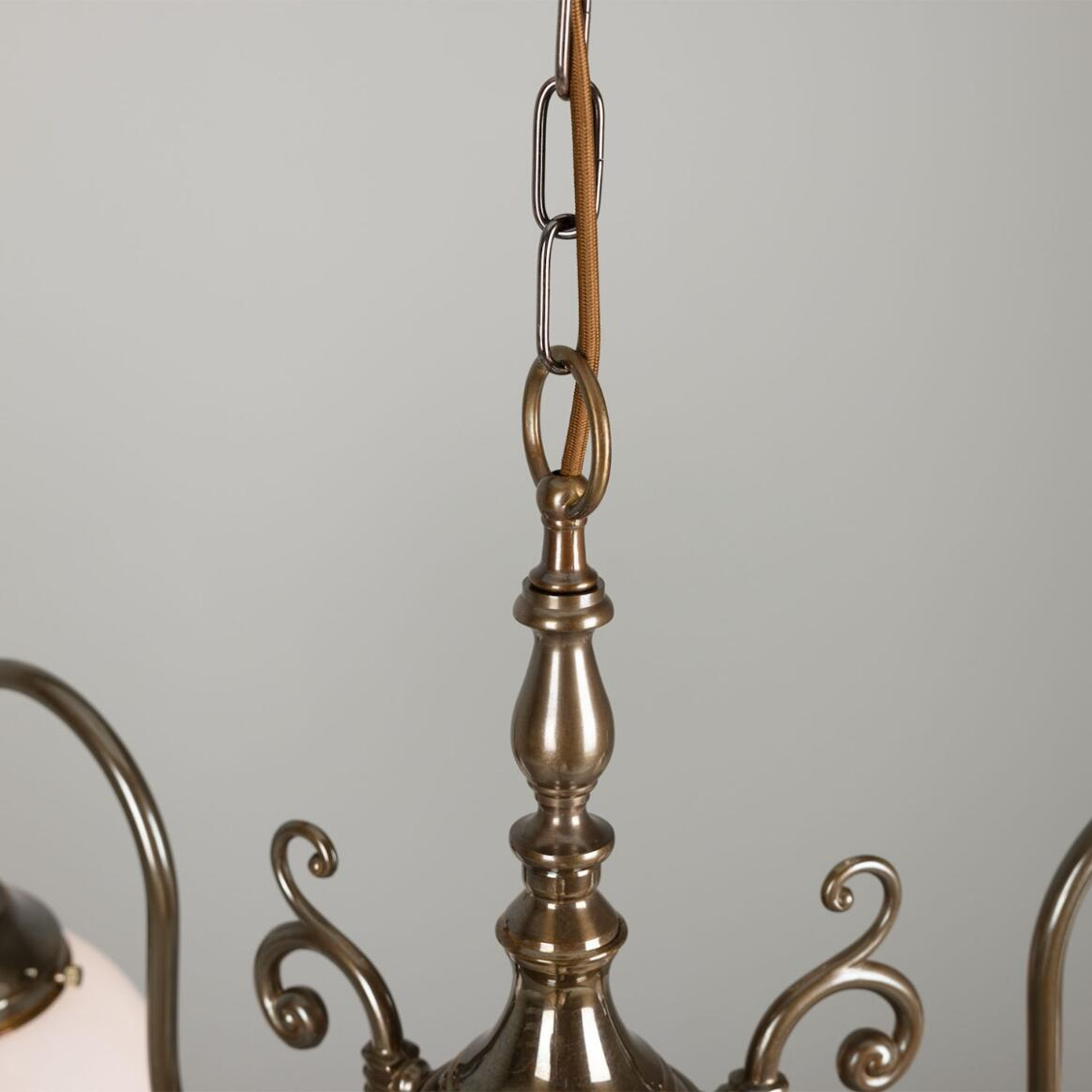 Mullan Eldron Traditional Chandelier with Opal Globes Three-Arm - Antique Brass Finish