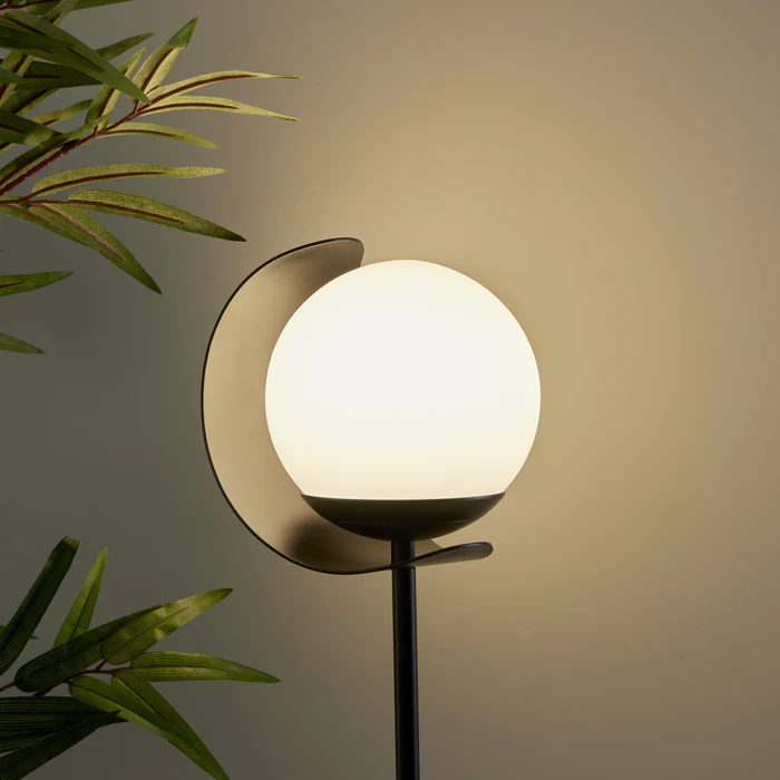 Northern Light - Callisto Opal Table Lamp - Matt Black Finish - Matt Opal Glass Globe 150mm Shade