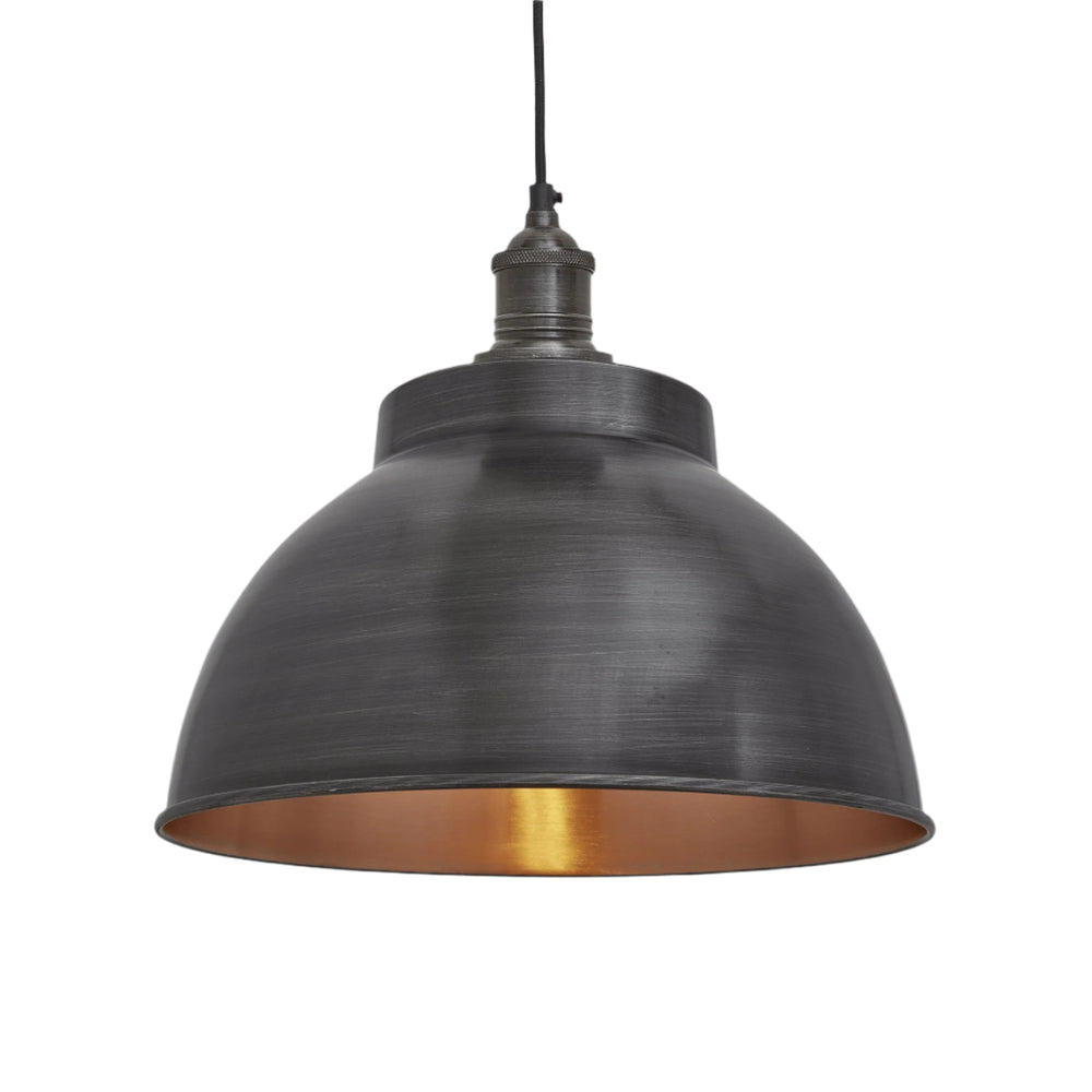 Industville - Brooklyn Dome Pendant Light - 13 Inch - Pewter & Copper - Pewter Pendant Holder
