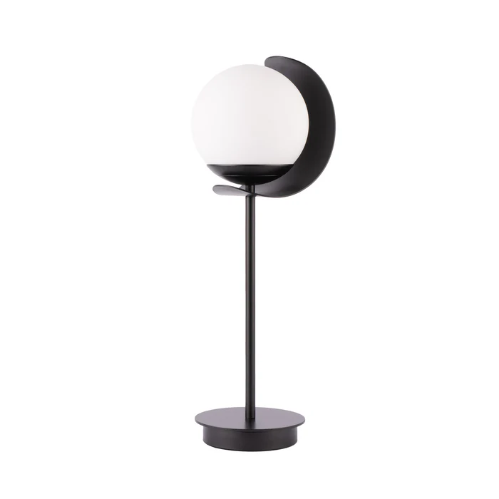 Northern Light - Callisto Opal Table Lamp - Matt Black Finish - Matt Opal Glass Globe 150mm Shade