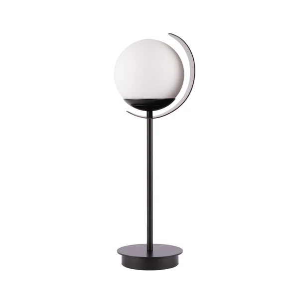 Northern Light - Callisto Opal Table Lamp - Matt Black Finish - Matt Opal Glass Globe 150mm Shade