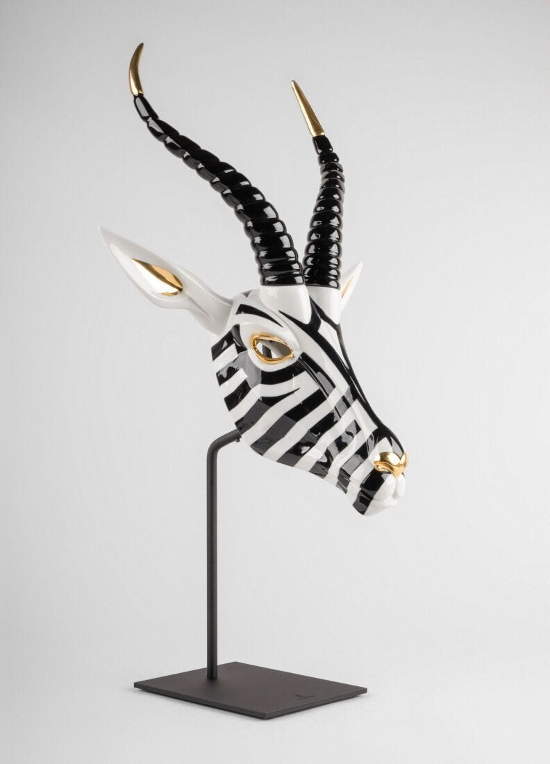 Lladró - Antelope Mask - Black and Gold