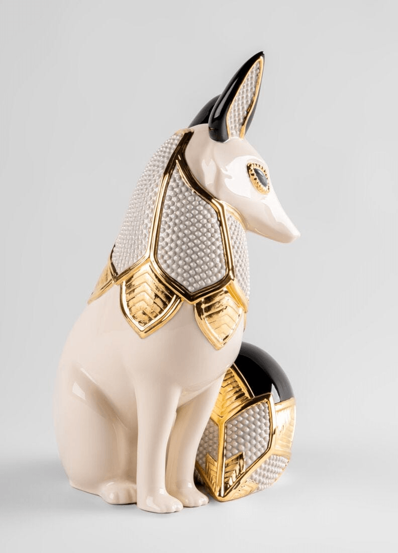 Lladró - Fox Jewel Sculpture made of porcelain, featuring art deco design and striking geometric details.