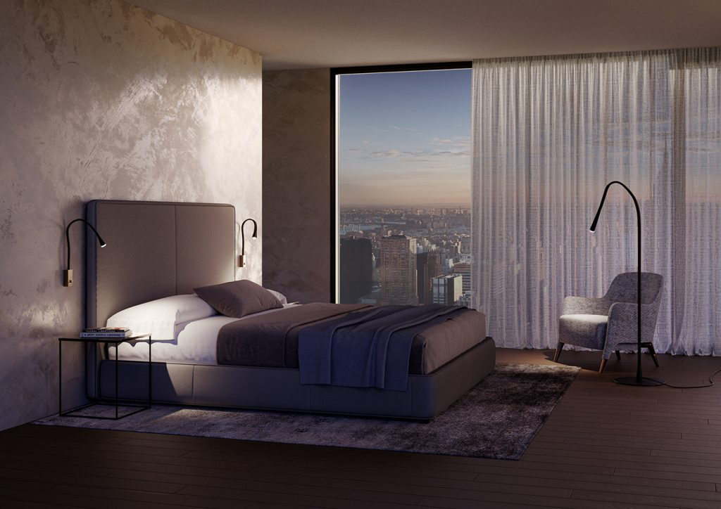 Contardi Lighting Flexiled Floor Lamp - Matt black silk lacquered - Ivory leather