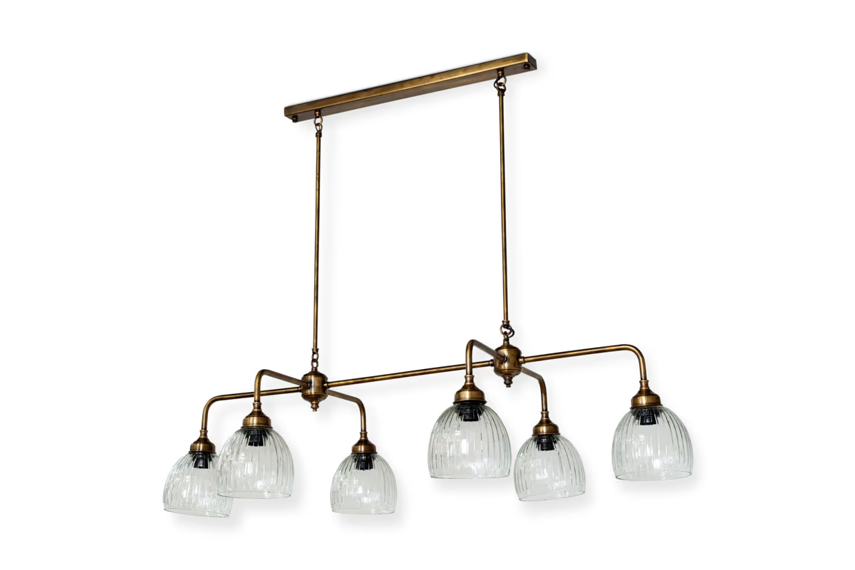 Nkuku - Kakira Chandelier Pendant - Antique Brass & Clear