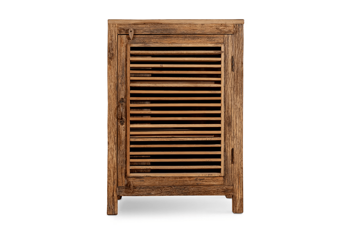 Nkuku - Ibo Reclaimed Wood Slatted Low Cabinet - Natural