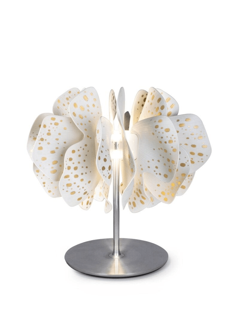 Lladró - Nightbloom Table Lamp - Golden Luster: Contemporary Porcelain lighting by Lladro with organic petal design.