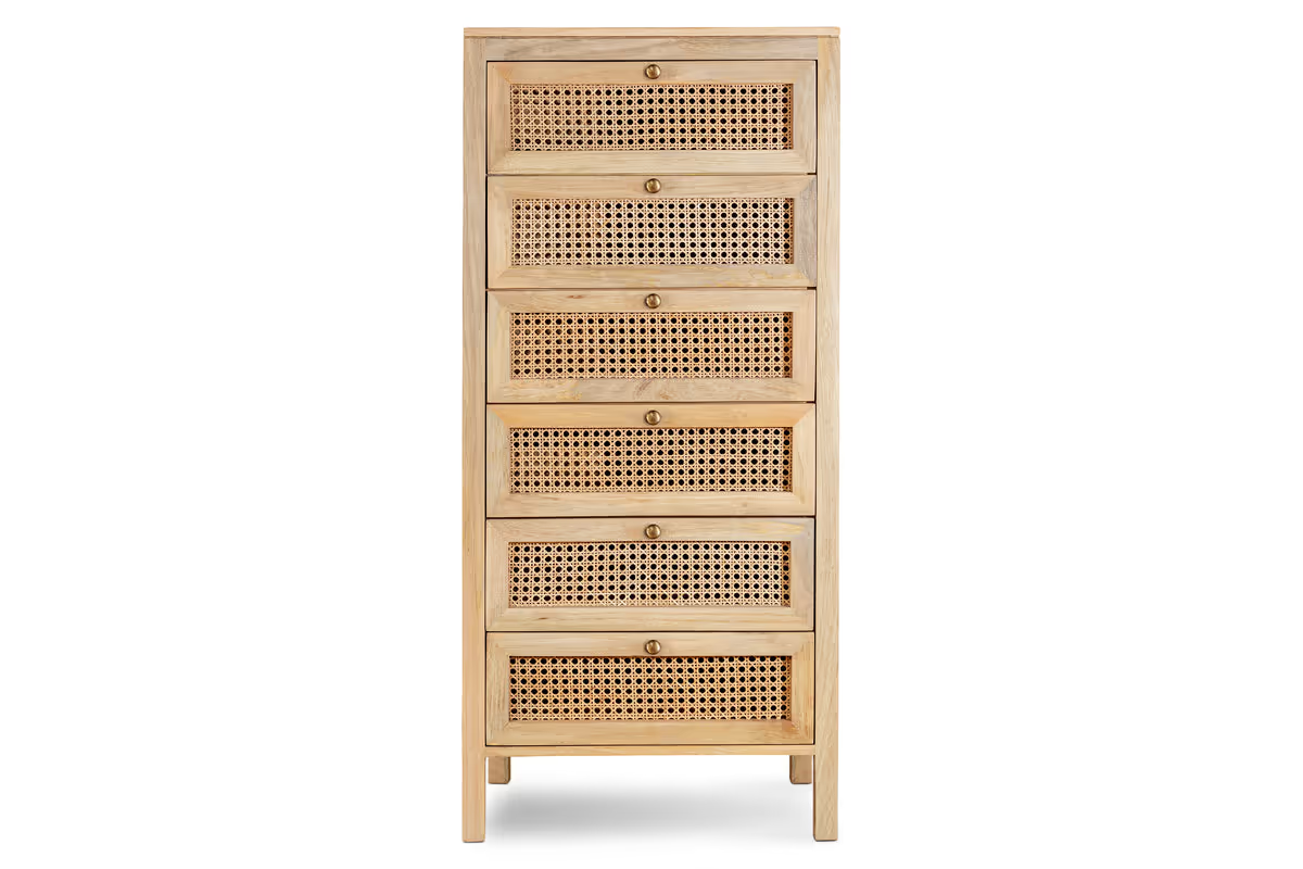 Nkuku - Kanz Mango Wood Tall Boy Chest of Drawers - Natural