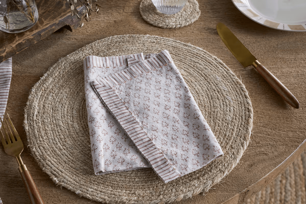 Nkuku - Peplu Block Print Napkin - Terracotta - Set of 4
