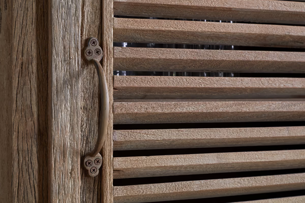 Nkuku - Ibo Reclaimed Wood Slatted Tall Cabinet - Natural