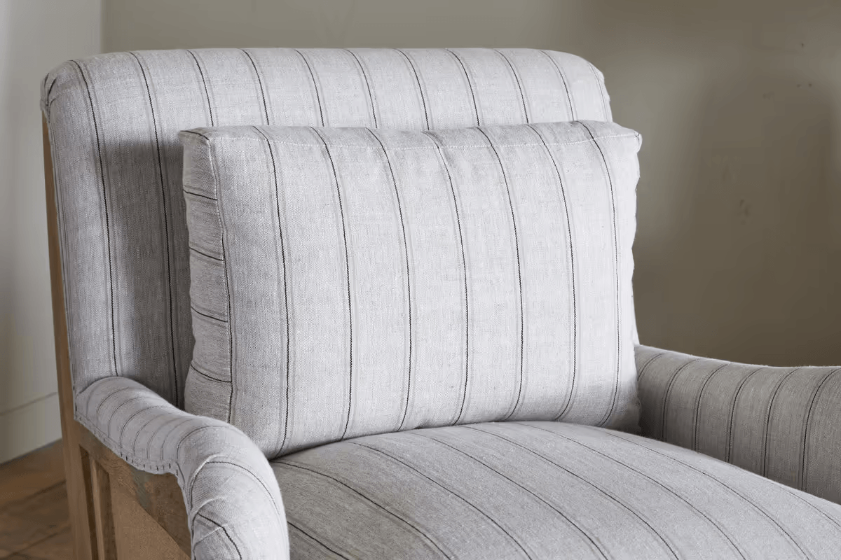 Nkuku - Abe Deconstructed Linen Armchair - Stripe - Natural
