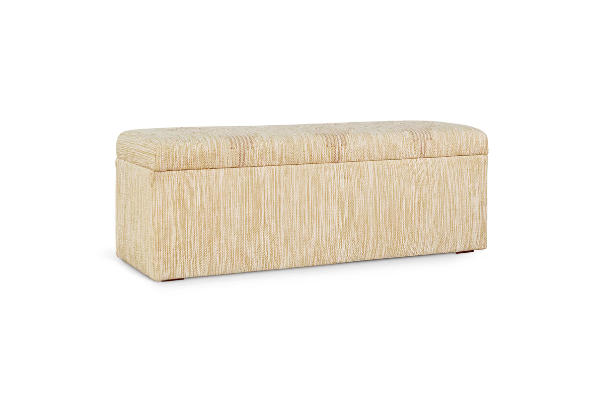Nkuku - Aranya Cotton & Jute Upholstered Storage Bench - Natural