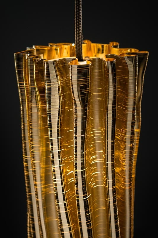 Slamp - Accordéon Vertical Suspension Lamp - Gold