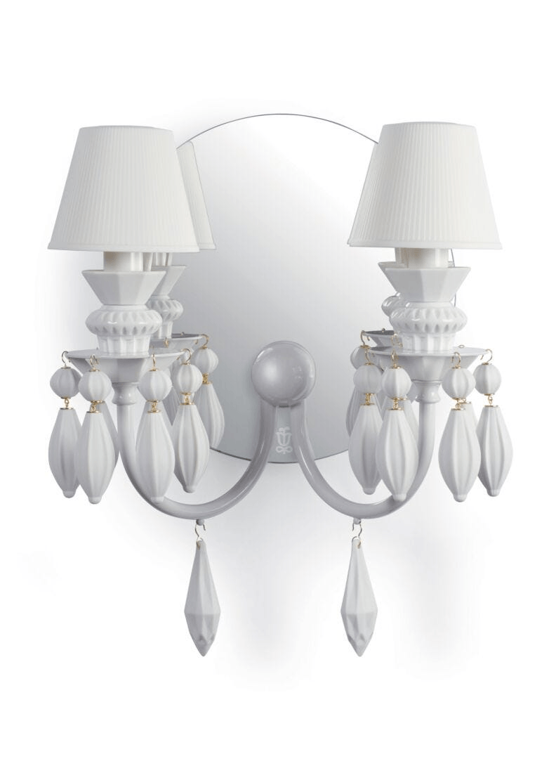 Lladró - Belle de Nuit 2 Lights Wall Sconce - White with porcelain details and elegant design for decorative lighting.