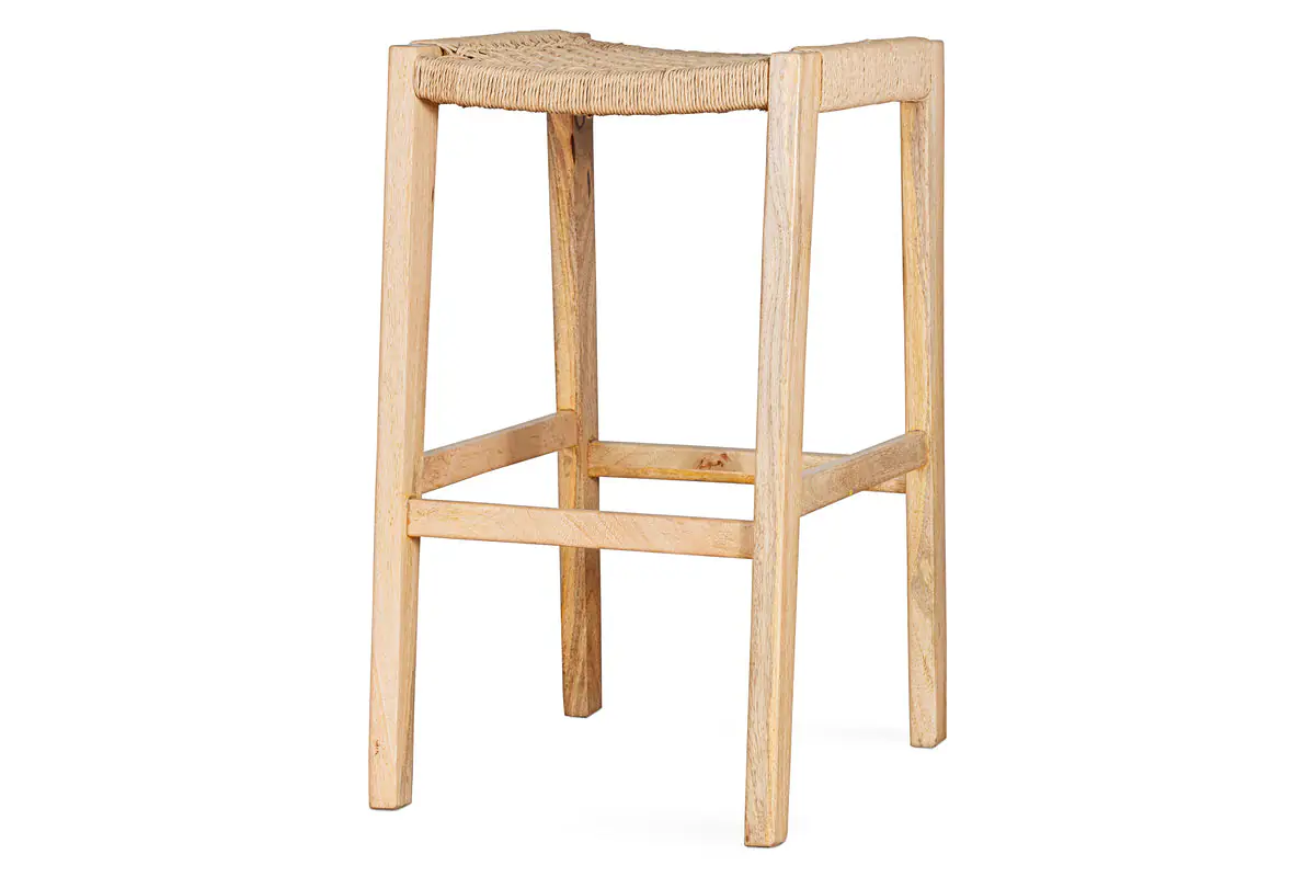 Nkuku - Aamani Mango Wood & Cord Counter Stool - Natural