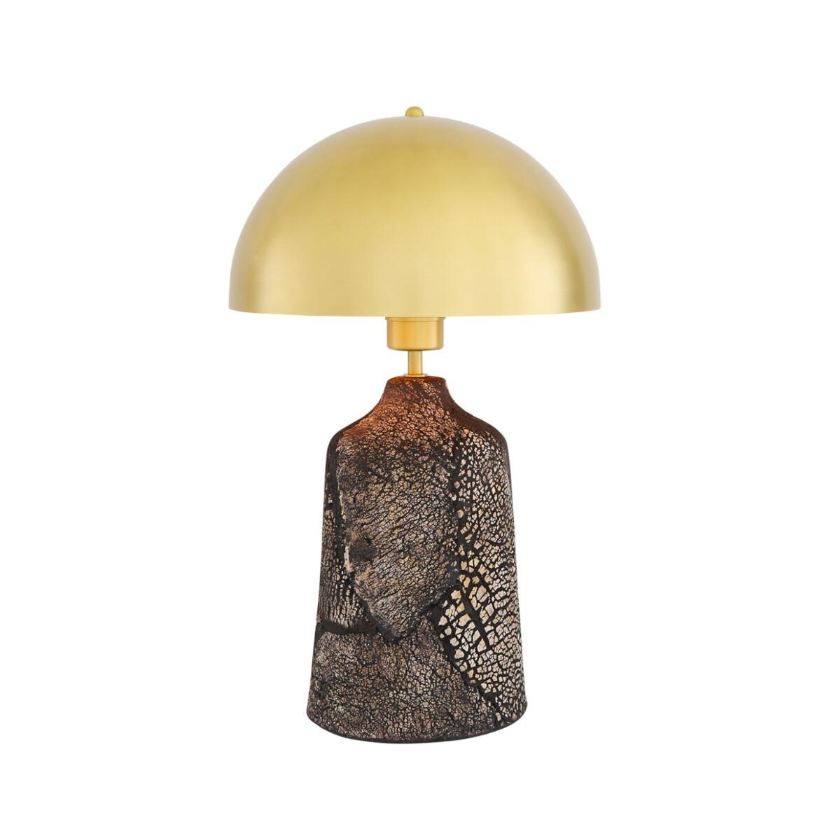 Mullan Cassia Tall Ceramic Table Lamp With Satin Brass Shade - Black Clay
