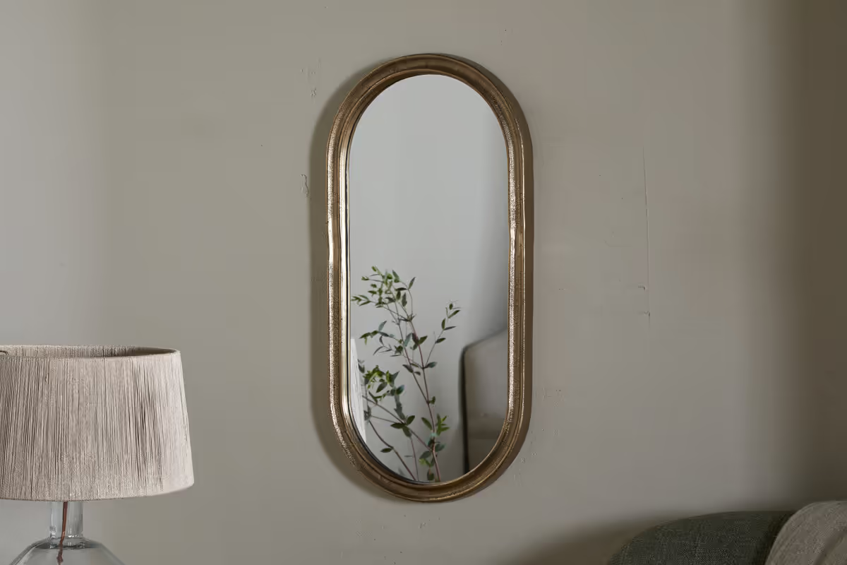 Nkuku - Mbwa Oval Mirror - Antique Brass