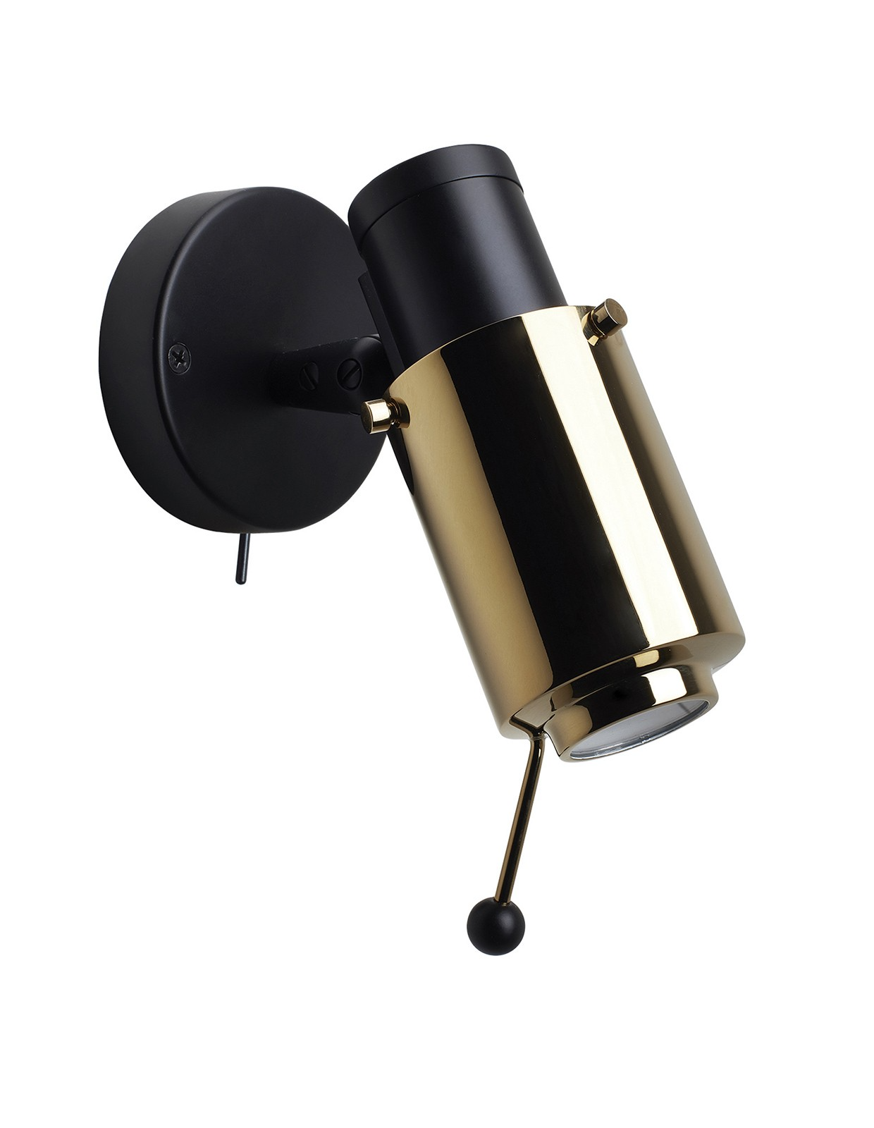 Dcw-Editions - Biny Spot Bedside Wall Lamp - Black-Gold- Stick - With Switch