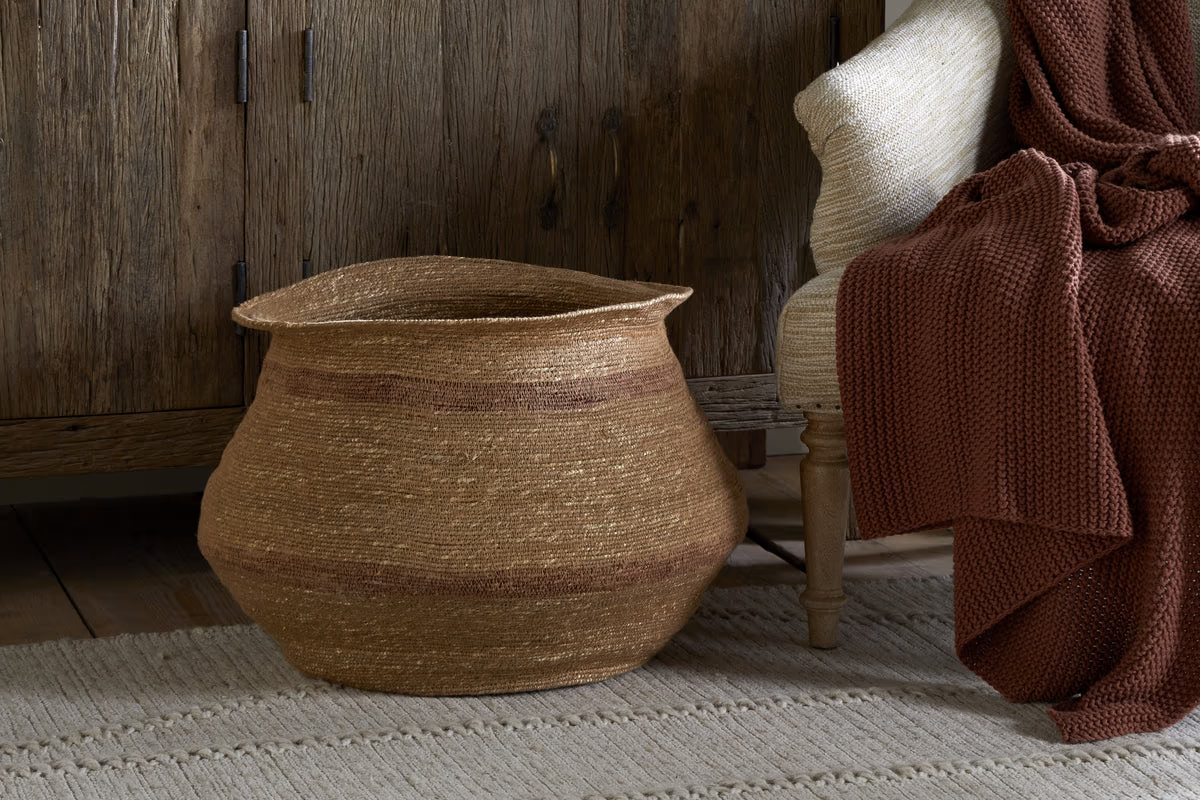 Nkuku - Rana Wide Basket - Natural & Rust