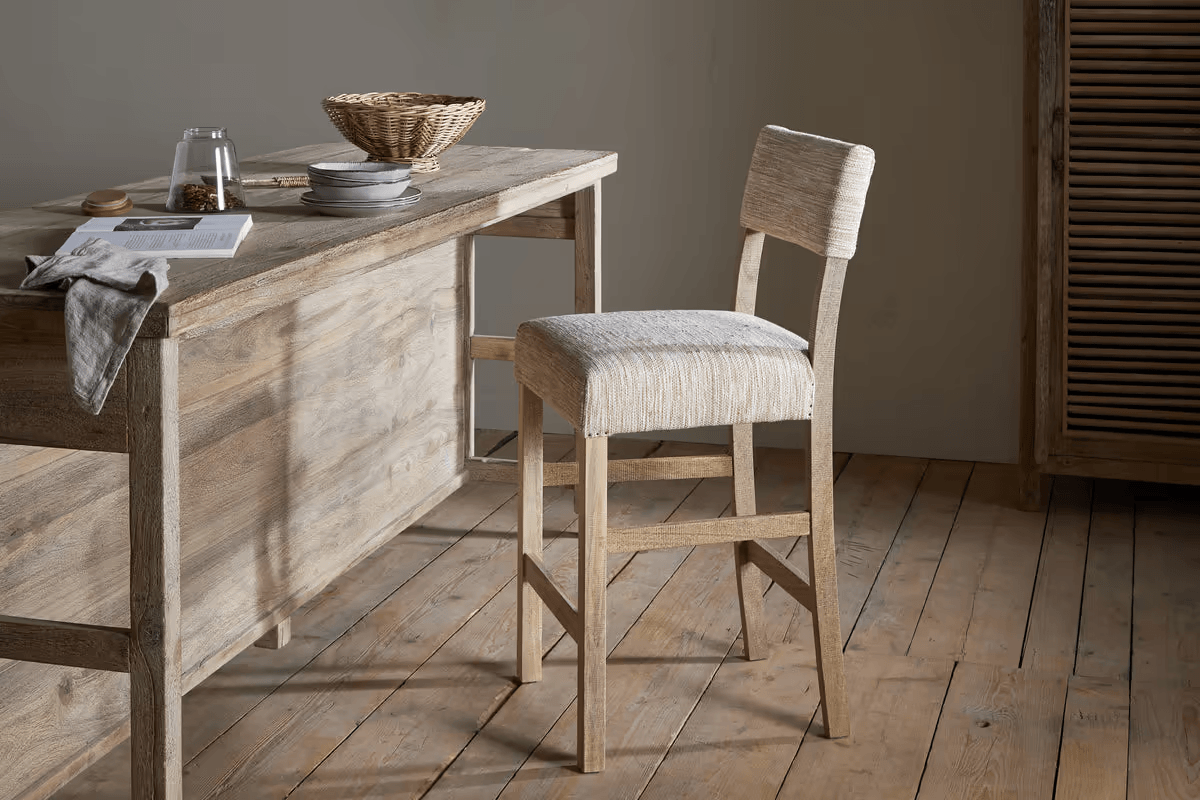 Nkuku - Zoha Cotton & Jute Upholstered Counter Chair - Natural