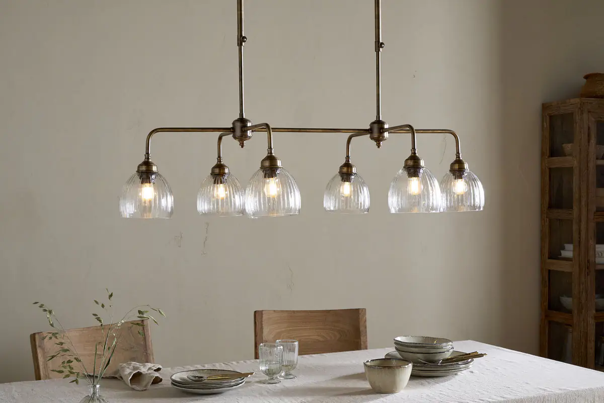 Nkuku - Kakira Chandelier Pendant - Antique Brass & Clear