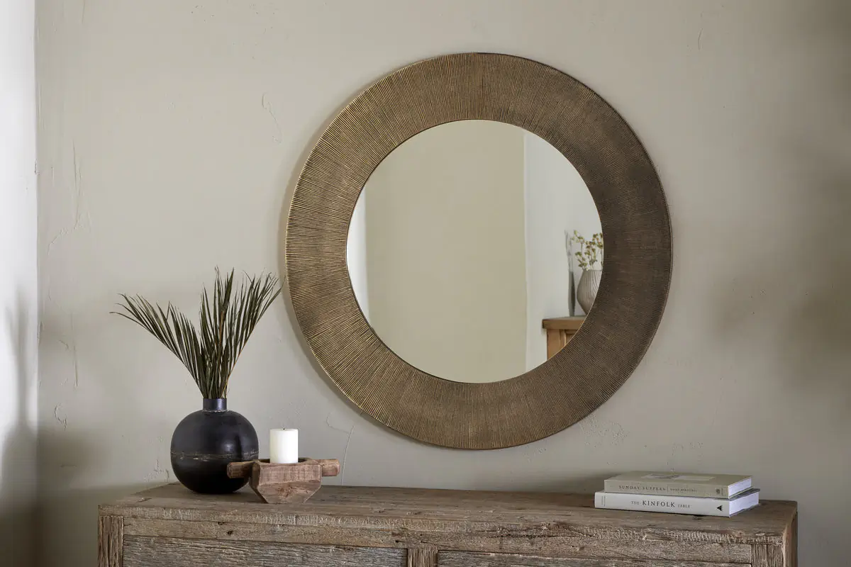 Nkuku - Moto Round Mirror - Antique Brass