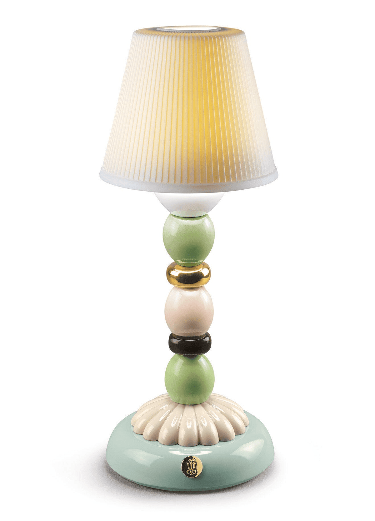 Lladró - Palm Firefly Golden Fall Table Lamp - Green and Blue crafted in Lladro porcelain