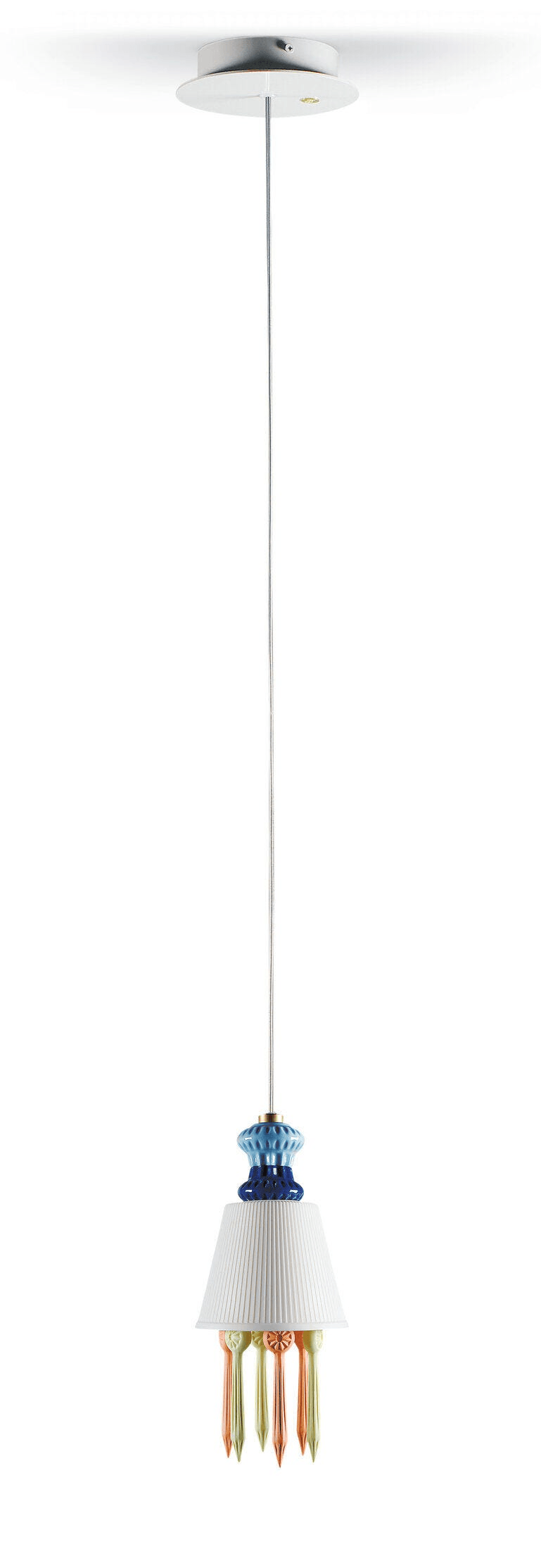 Lladró - Belle de Nuit Pendant Light with Lithophane and Tears - Multicolor hanging lamp design in porcelain.