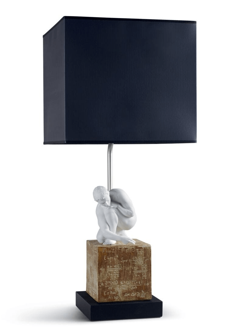 Lladró - Scientia Table Lamp featuring porcelain base and sculptural design with mathematical engravings.