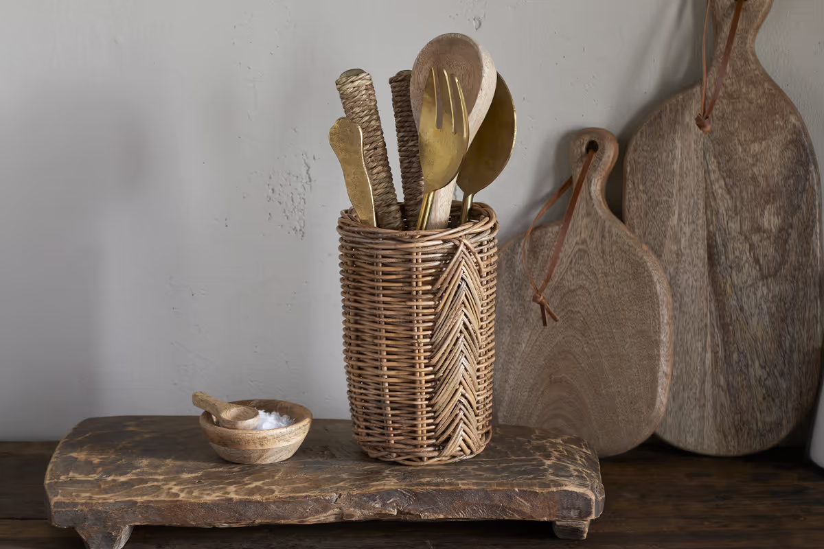 Nkuku - Bersama Rattan Utensil Holder - Natural