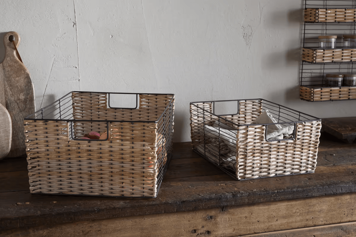 Nkuku - Montali Iron & Rattan Storage Baskets - Natural