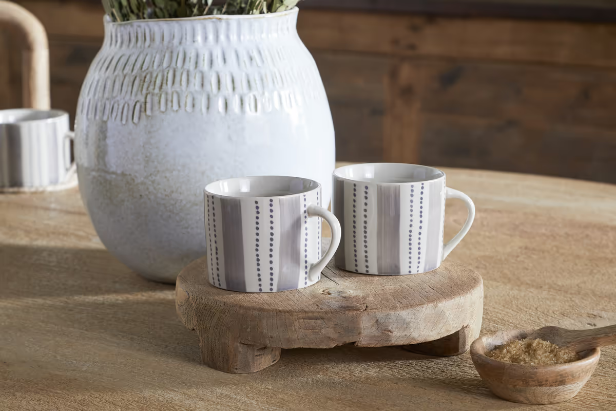 Nkuku - Patthar Mug - Cream & Grey - Small (Set of 2)