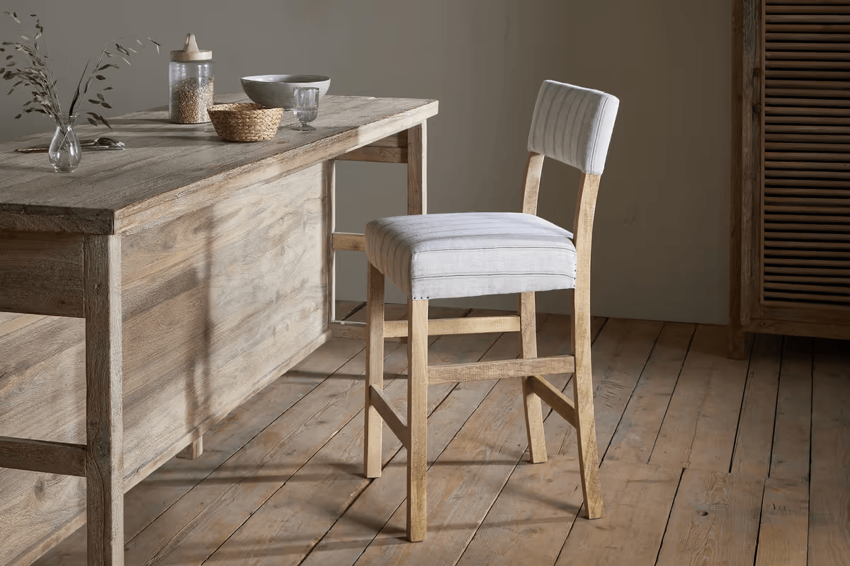 Nkuku - Nidhi Linen Upholstered Counter Chair - Natural