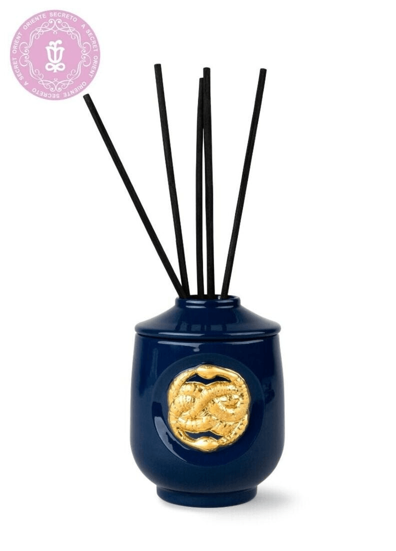 Lladró - Snake Perfume diffuser Luxurious animals - A Secret Orient Scent with a gold snake design in porcelain.
