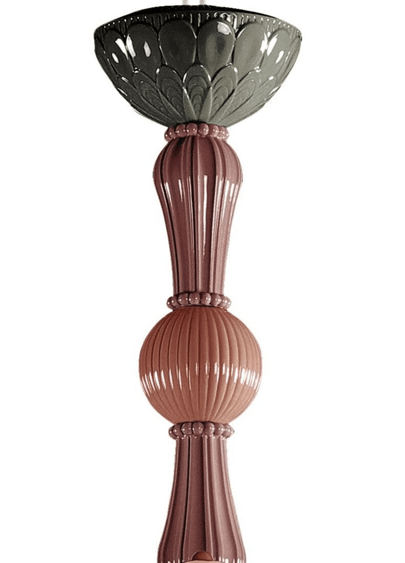 Lladró - Ivy and Seed 16 Lights Chandelier - Coral detailed view showcasing elegant porcelain design.