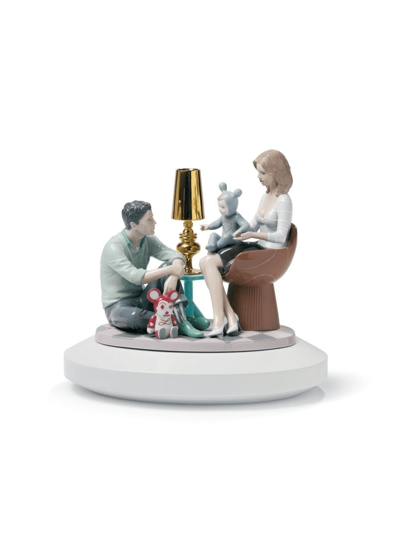 Lladró - The Family Portrait Sculpture, a porcelain piece showcasing a family scene with modern design elements.