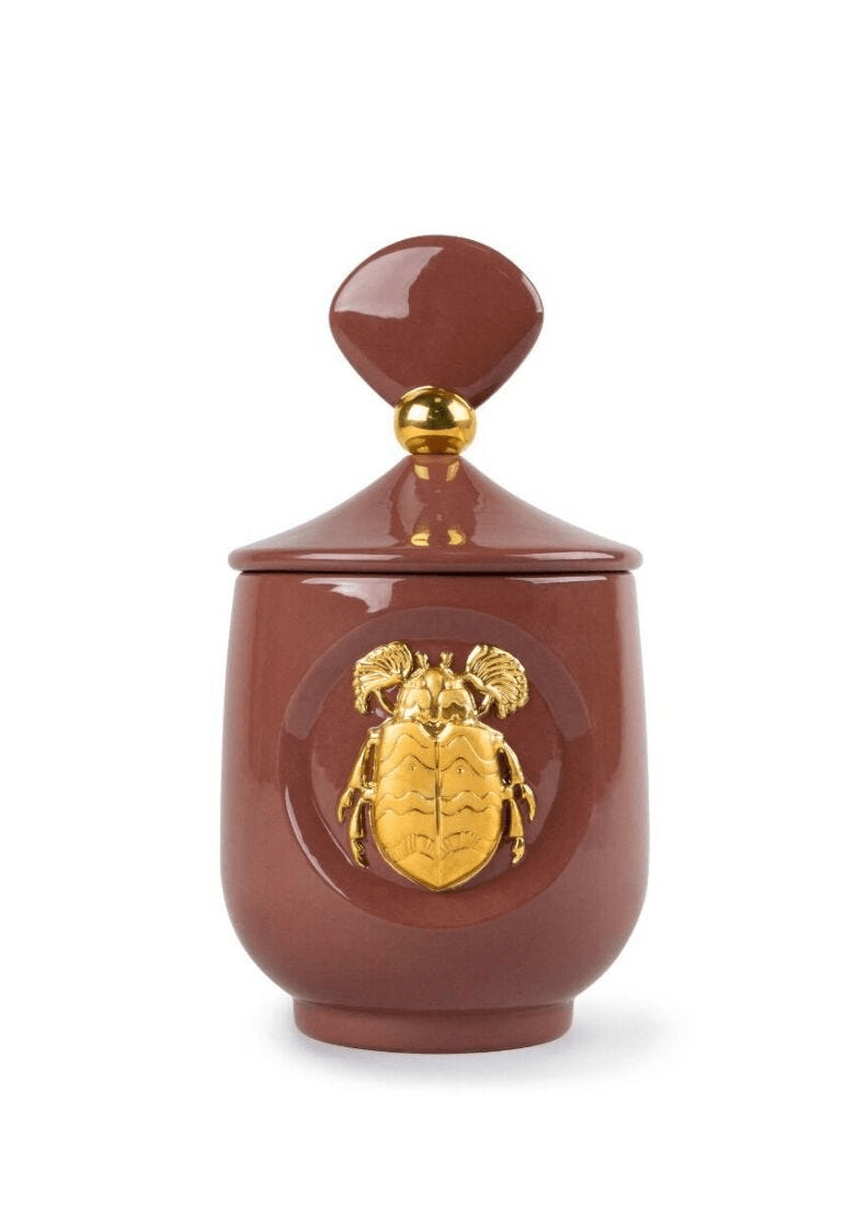 Lladró - Scarab candle Luxurious animals - Moonlight Scent porcelain holder with golden scarab design