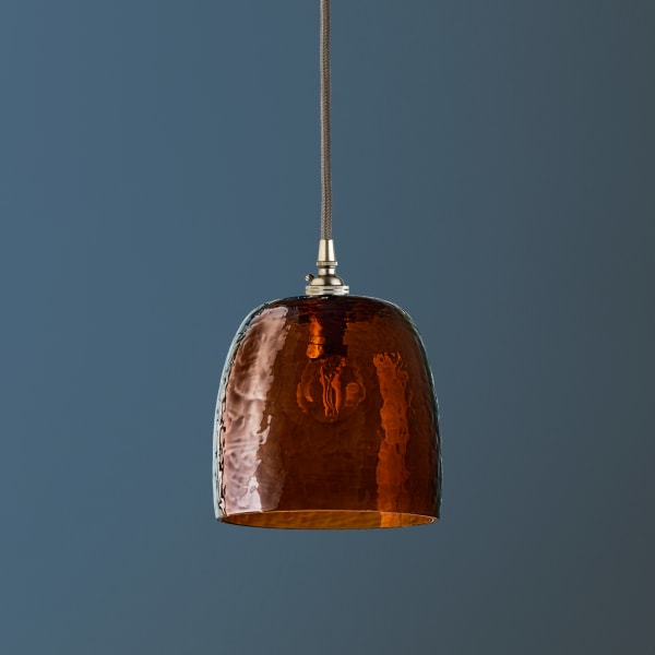 Pooky - Rory Pendant Shade - Amber Hammered Glass