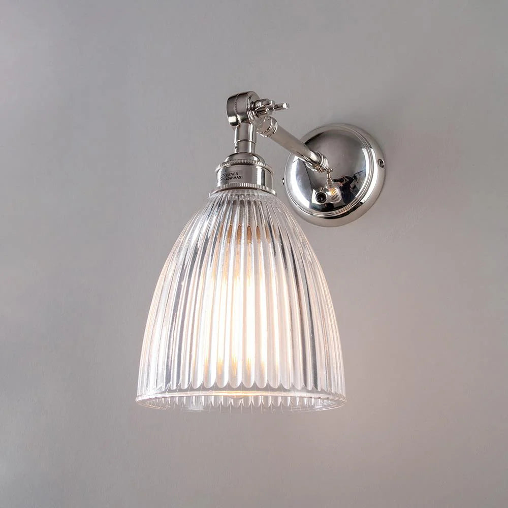 Old School Electric Elongated Prismatic Adjustable Arm Wall Light - Polished Chrome - Switched