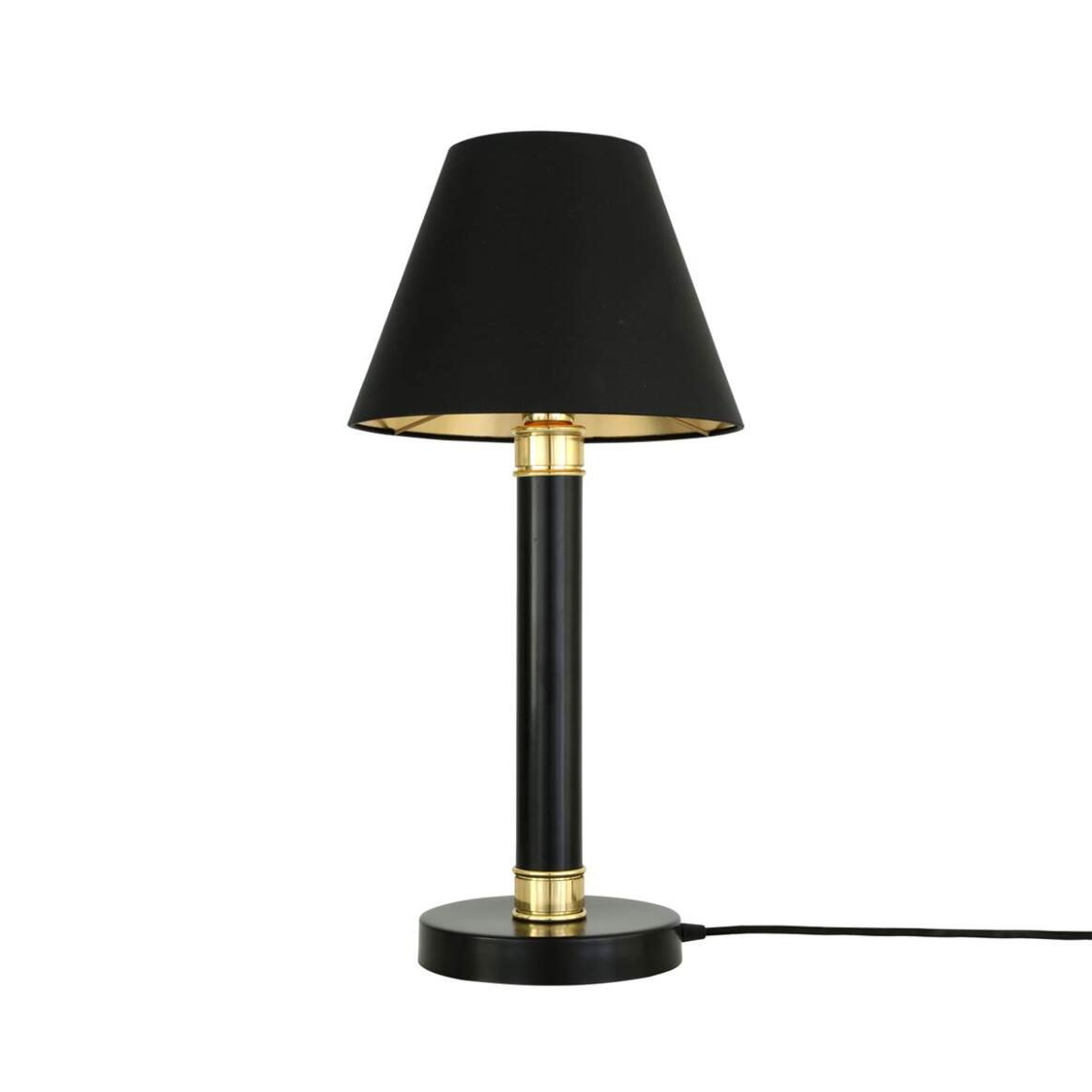 Mullan Kangos Traditional Brass Pillar Table Lamp - Powder-Coated Matte Black Finish