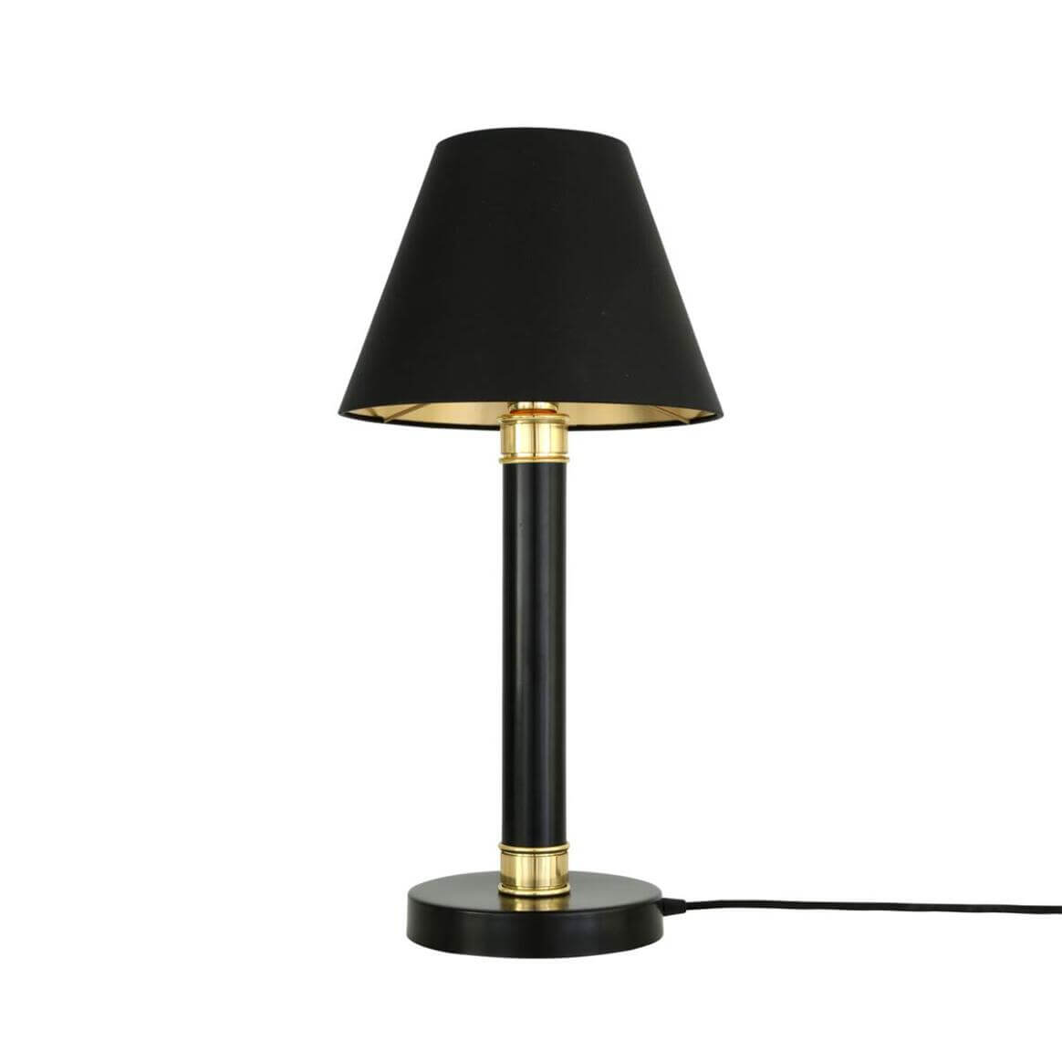 Mullan Kangos Traditional Brass Pillar Table Lamp - Powder-Coated Matte Black Finish